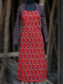 Red Black Ivory Blue Ajrakh Hand Block Printed Kurta - K42BP074