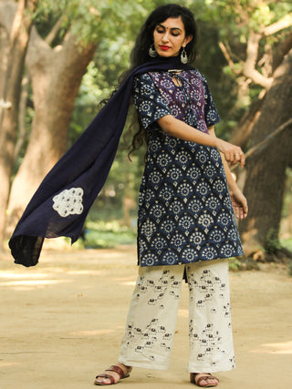Patchy Indigo - Hand Block Printed Kurta Set - SS01F1730