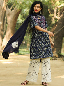 Patchy Indigo - Hand Block Printed Kurta Set - SS01F1730