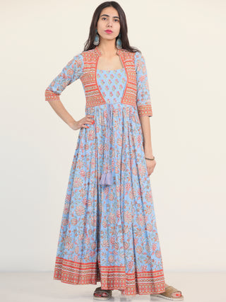 Fiza Aachal Pleated Embroidered Long Jacket Dress