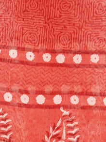 Red Maroon White Chanderi Hand Black Printed & Hand Painted Dupatta - D04170218