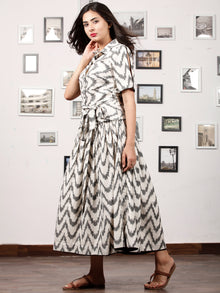 MONOCHROME PLAY - Handwoven Ikat Midi Dress - D324F1452