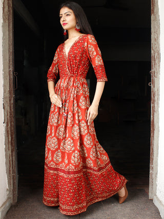 Motif Saga - Hand Block Printed Cotton Long Angrakha Dress  - D338F1830