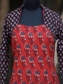 Red Black Ivory Blue Ajrakh Hand Block Printed Kurta - K42BP074