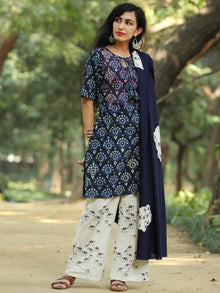 Patchy Indigo - Hand Block Printed Kurta Set - SS01F1730