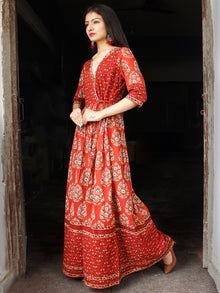 Motif Saga - Hand Block Printed Cotton Long Angrakha Dress  - D338F1830