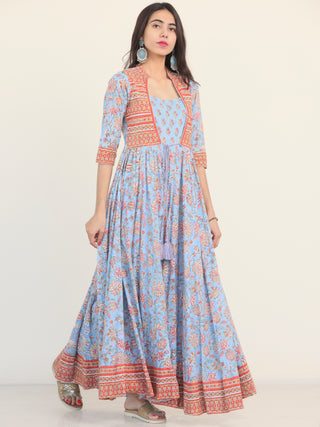 Fiza Aachal Pleated Embroidered Long Jacket Dress
