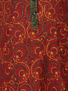 Rust Yellow Green Ajrakh Hand Block Printed Kurta With Stand Collar  - K14BP021
