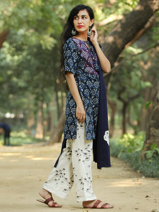 Patchy Indigo - Hand Block Printed Kurta Set - SS01F1730