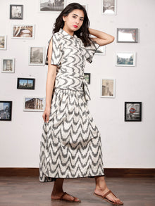 MONOCHROME PLAY - Handwoven Ikat Midi Dress - D324F1452