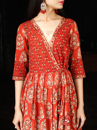 Motif Saga - Hand Block Printed Cotton Long Angrakha Dress  - D338F1830