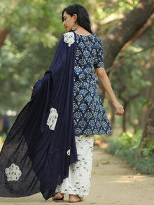 Patchy Indigo - Hand Block Printed Kurta Set - SS01F1730