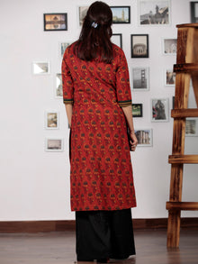 Rust Yellow Green Black Ajrakh Hand Block Printed Kurta   - K69BP0104