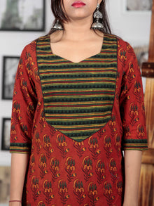 Rust Yellow Green Black Ajrakh Hand Block Printed Kurta   - K69BP0104
