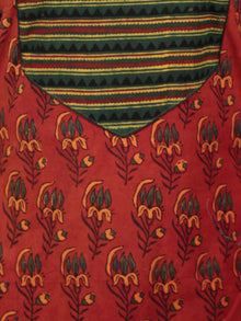Rust Yellow Green Black Ajrakh Hand Block Printed Kurta   - K69BP0104