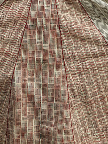 Beige Black Maroon Midi Hand Block Printed Cotton Dress - D91F423