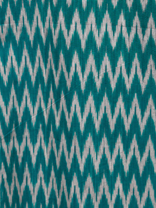 Teal Green Black Grey Handloom Mercerised Ikat Long Cotton Dress With Princess Cut - D279F1421