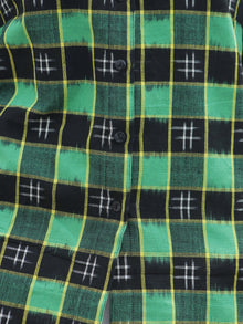 Black Green Yellow Ivory Hand Woven Double Ikat Shirt  - T21F767