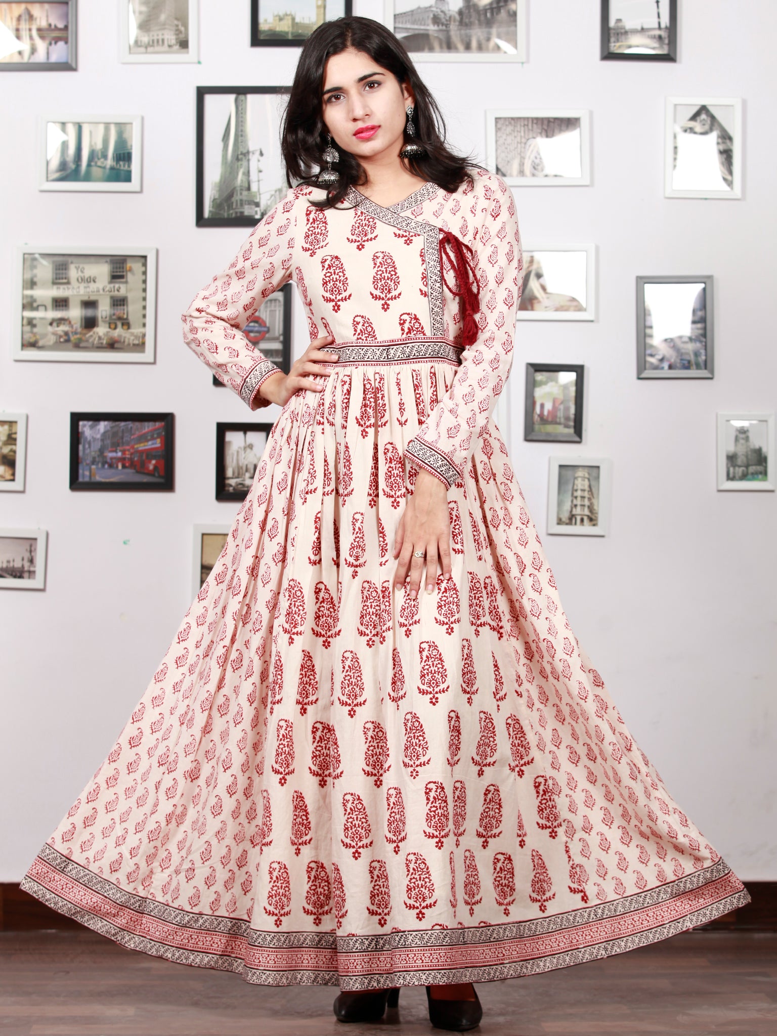 cotton angrakha dress Yash Gallery Women's Cotton Slub Plus Size Angrakha Style Anarkali Kur