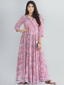Gulzar Turfa - Hand Block Printed Angrakha Long Dress - D411F2232