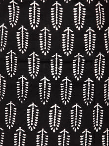 Black Orange White Hand Block Printed Cotton Suit-Salwar Fabric With Chiffon Dupatta (Set of 3) - SU01HB334