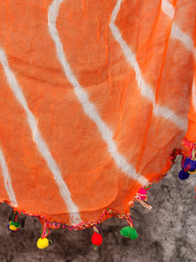 Black Orange White Hand Block Printed Cotton Suit-Salwar Fabric With Chiffon Dupatta (Set of 3) - SU01HB334