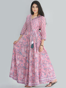 Gulzar Turfa - Hand Block Printed Angrakha Long Dress - D411F2232