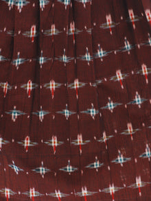 Maroon Green Red Ivory Handwoven Double Ikat Pleated Sleeveless Dress With Back Zip  - D65F664