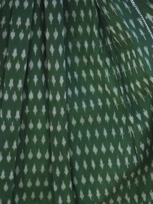 Green Hand Woven Mercerised Cotton Ikat Long Dress With Box Pleats And Bell Sleeves - D195F1038