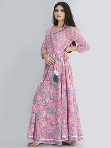 Gulzar Turfa - Hand Block Printed Angrakha Long Dress - D411F2232