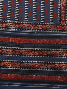 Indigo Maroon Ivory Brown Mughal Nakashi Ajrakh Hand Block Printed Cotton Stole - S63170121