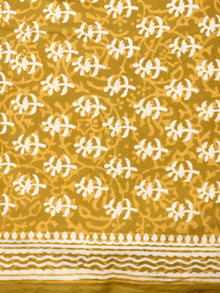 Brown Ivory Hand Block Printed Cotton Suit-Salwar Fabric With Chiffon Dupatta (Set of 3) - SU01HB335