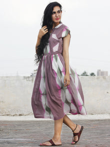 Naaz Lilac Pink Olive White Tie Dye Dress With Jacket - DS22F001