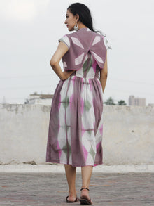 Naaz Lilac Pink Olive White Tie Dye Dress With Jacket - DS22F001