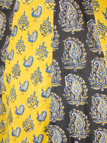 Classic Peacock - Hand Block Printed Long Cotton Sequence Work Dress  - D345F1809
