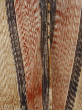 Beige Red Black Hand Brush Painted Long Cotton Dress With Front Opening  - D79F781