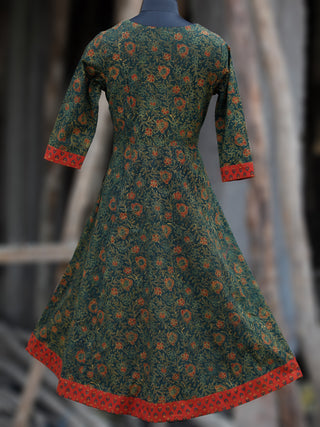Green Red Yellow Black Ajrakh Hand Block Printed Kurta - K62BP082