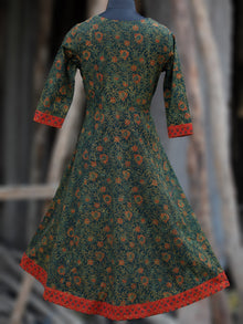 Green Red Yellow Black Ajrakh Hand Block Printed Kurta - K62BP082