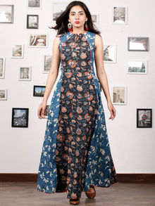 INDIGO RUST - Hand Block Printed Cotton Long Dress  - D327F1399