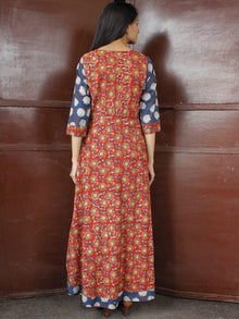 FLOWER MOSIAC - Hand Block Printed Long Cotton Dress - D344F1813
