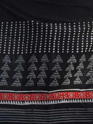 Naaz Black White Grey Hand Block Printed Long Dress With Gathers -  DS18F001