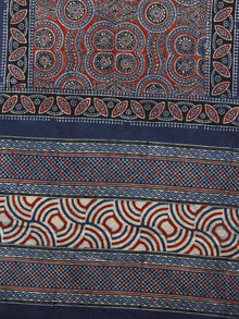 Indigo Maroon Ivory Mughal Nakashi Ajrakh Hand Block Printed Cotton Stole - S63170123