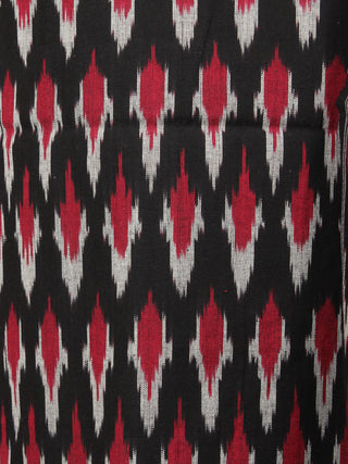 Red Black White Ikat Handwoven Cotton Suit Fabric Set of 3 - S1002014