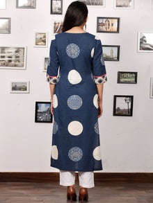 Indigo Kashish White Ajrakh Hand Block Printed Kurta in Natural Colors - K124F1506