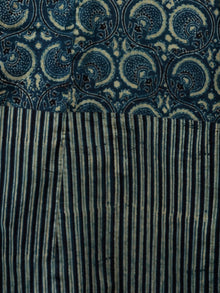 Green Black Indigo Ajrakh Hand Block Printed Long Kurta With Front Slit - K60BP0112