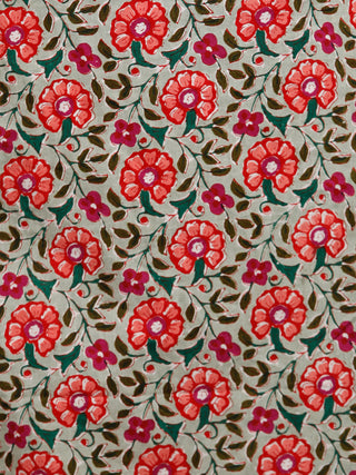 Sage Green Navy Orange Pink Cotton Hand Block Printed Kurta & Pants - Set of 2 - SS01F1863