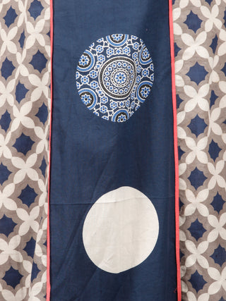 Indigo Kashish White Ajrakh Hand Block Printed Kurta in Natural Colors - K124F1506