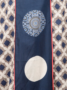 Indigo Kashish White Ajrakh Hand Block Printed Kurta in Natural Colors - K124F1506