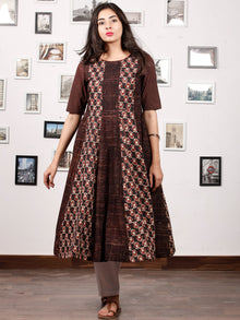 Black Brown Maroon Hand Block Printed Kurta - K97f1507