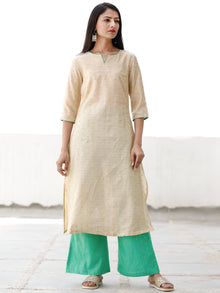 Beige Green Golden Chanderi Silk Kurta & Pants Sets  - Set of 2  - SS01F071